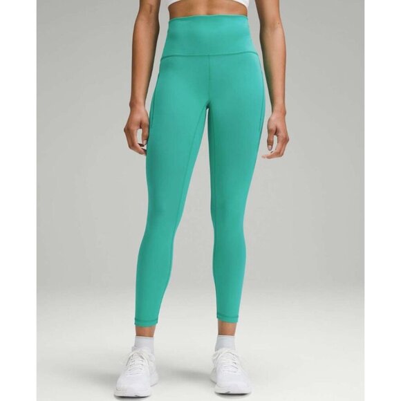 Lululemon Pants - Lululemon Wunder Train High-Rise Tight with Pockets 25" Kelly Green Size 4